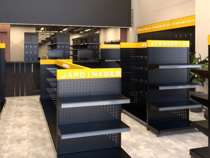 Gondolas para herramientas en showroom